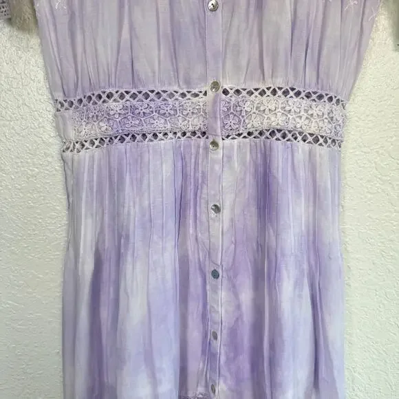 Love Shack Fancy Dress Womens Beth Midi Tie Dye Lace Vacation Resort Boho - Picture 7 of 14